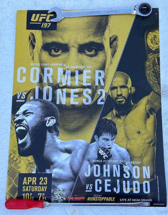 UFC 197 poster Jones vs. cormier Johnson vs. Cejudo MGM Joe Hand