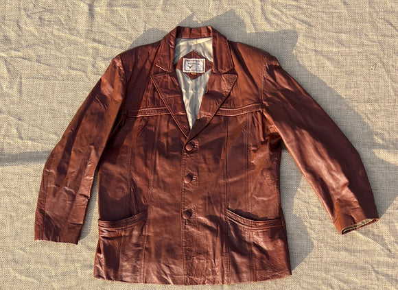 El Venado Leather Sz 46 Xl Jacket 70s Ox Blood Vintage