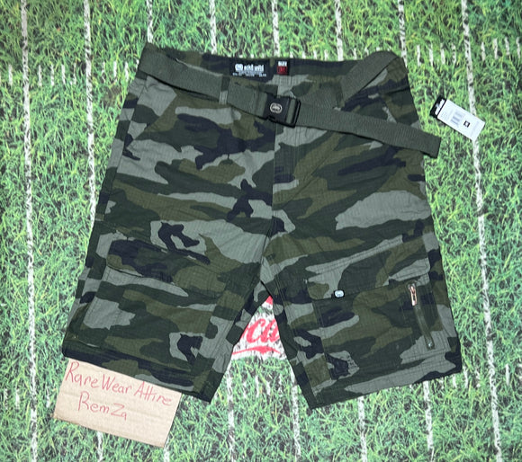 Ecko Camo Cargo Shorts Mens Size 36 Zip Fly Belted Green New