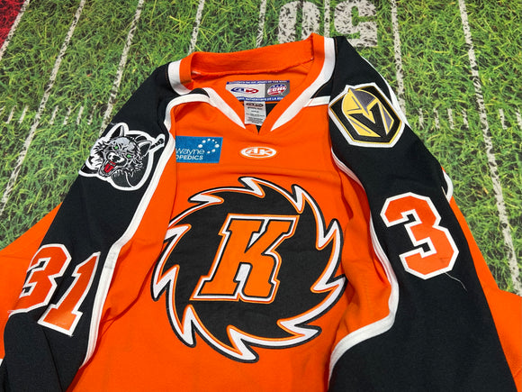 4x Authentic IHL Fort Wayne komets￼ Orange hockey jersey Game Worn Kehler Ak