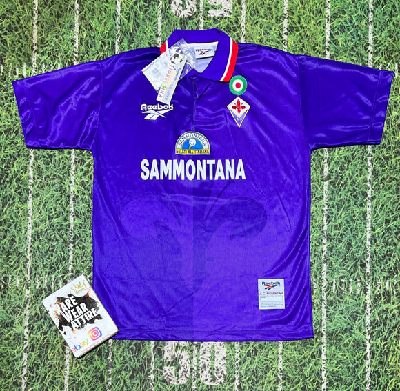 Fiorentina Vintage GABRIEL BATISTUTA Reebok New Soccer Futbol Jersey Polo Vtg Xl