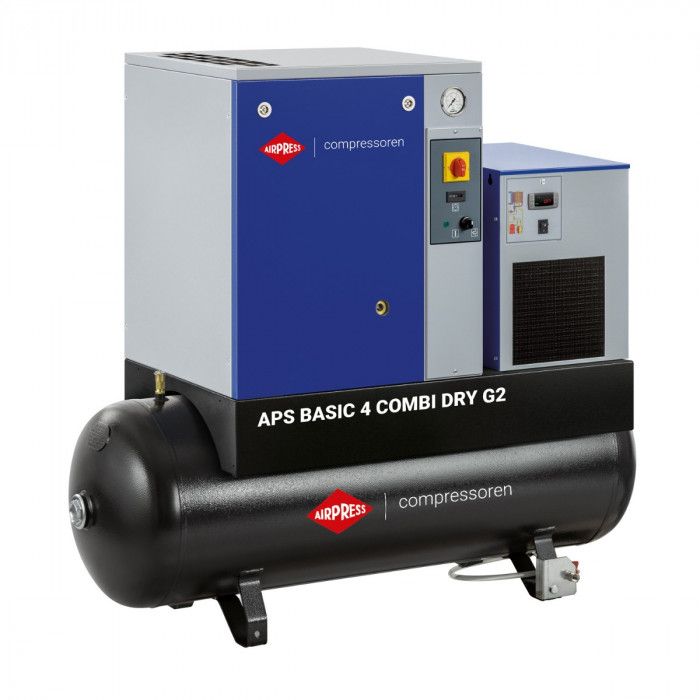 Compresor de tornillo APS 4 Combi Dry G2 Basic 10 bar 4 CV / 3 kW 366 l/min 200 L