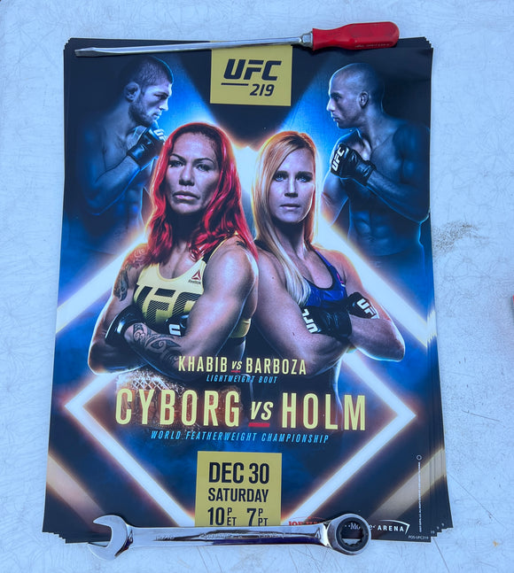18x26 UFC 219 Promotional Poster featuring Khabib, Barboza, Cyborg and Holm