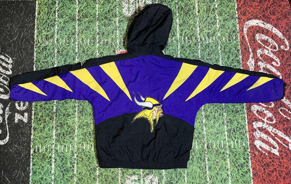 Vintage Minnesota Vikings Apex Shark Tooth Puffer Jacket 90s L Kid