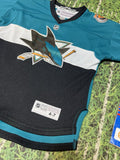 Kids 4/7 San Jose Sharks Jersey teal white black Stadium shark hockey Reebok