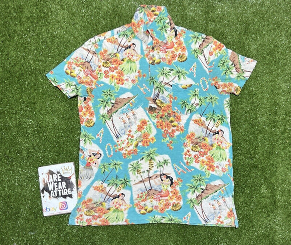 Polo Ralph Lauren Shirt Adult L Aloha Hula Girl Hawaiian Pocket Button 6941