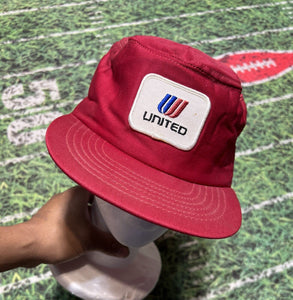 Vintage United Airline Red Logo Snapback Cap Hat Pro Fit USA Winter Ear Flap 80s