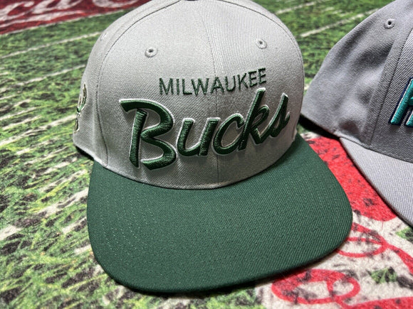 Milwaukee Bucks NBA ‘47 Brand Gray/Green Embroidered Snapback basketball Hat