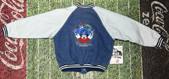 Walt Disney World Mickey Mouse S Denim Coat Bomber Jacket Quilted Vintage Snap