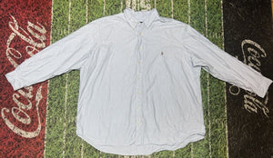 Polo Ralph Lauren Shirt Mens Pony 4xB Linen Long Sleeve Button Up Striped