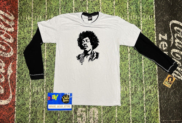 Jimi Hendrix Black Ringer L Hybrid Tees Rock