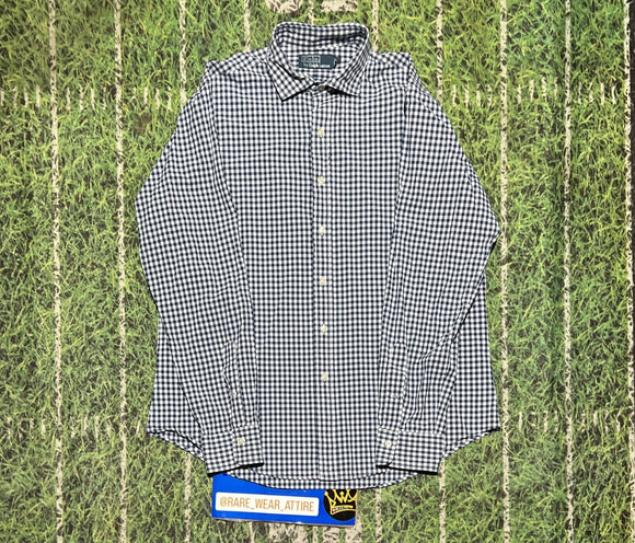 Men's Polo Ralph Lauren Blue Plaid Long Sleeve Button Down Dress Shirt L 7538