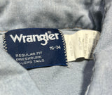 Vintage Wrangler Pearl Snap Denim Shirt Mens MED Blue Western Cowboy Jeep 7038