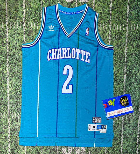 Charlotte Hornets HWC Larry Johnson Jersey 2 Adidas NBA Hardwood basketball 8284