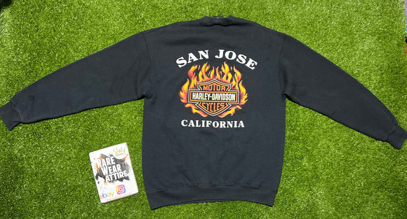 vintagE San Jose California harley davidson Sweater Sz L Hd Y2K Bob Dron 6921