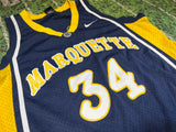 NIKE Marquette University Basketball Marquette 34 Jersey M Yellow Navy Ncaa 5621