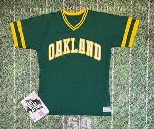 Vintage Sand Knit MLB Oakland Athletics Green Blank Baseball Jersey M