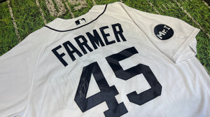 5423 Majestic Flex Base Detroit Tigers Buck Farmer #45 Pos Used White Jersey 48