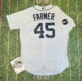 5423 Majestic Flex Base Detroit Tigers Buck Farmer #45 Pos Used White Jersey 48