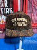 trucker hat baseball cap GUN CONTROL corduroy cord zip vintage  snapback