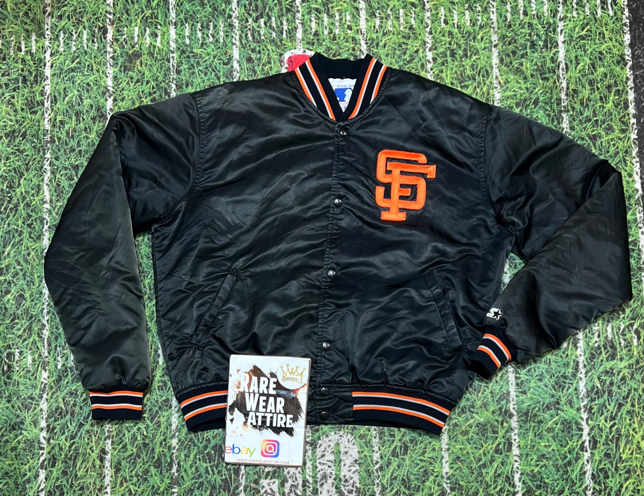 SF Giants MLB Starter Black Satin Jacket L Baseball – Rare_Wear_Attire