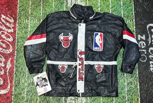 Chicago Bulls Leather Jacket  Vintage 90's NBA STARTER Jacket