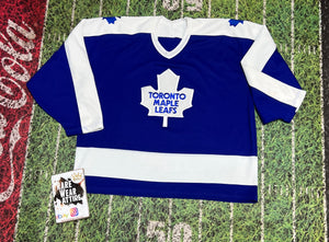 VINTAGE REEBOK Ccm Starter NHL TORONTO MAPLE LEAFS WHITE HOCKEY JERSEY SIZE Xl