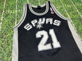 Tim Duncan Champion Basketball San Antonio Spurs Road Jersey Size 40 nba