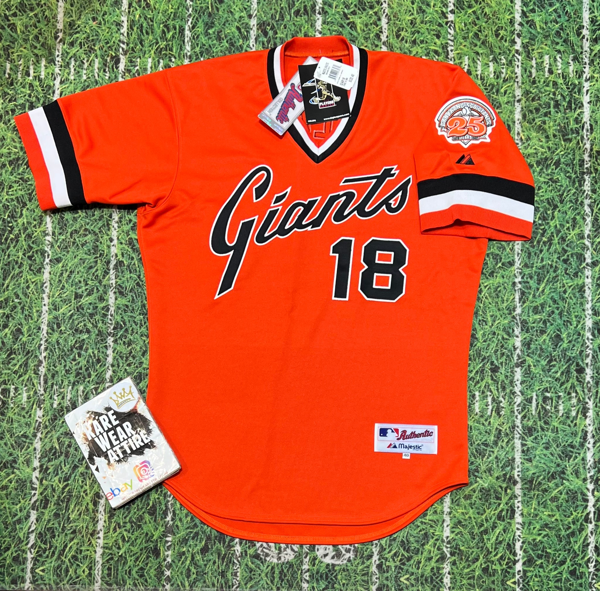 Vintage MLB SF Giants Alou Moises Orange Majestic Jersey M