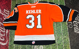 4x Authentic IHL Fort Wayne komets￼ Orange hockey jersey Game Worn Kehler Ak