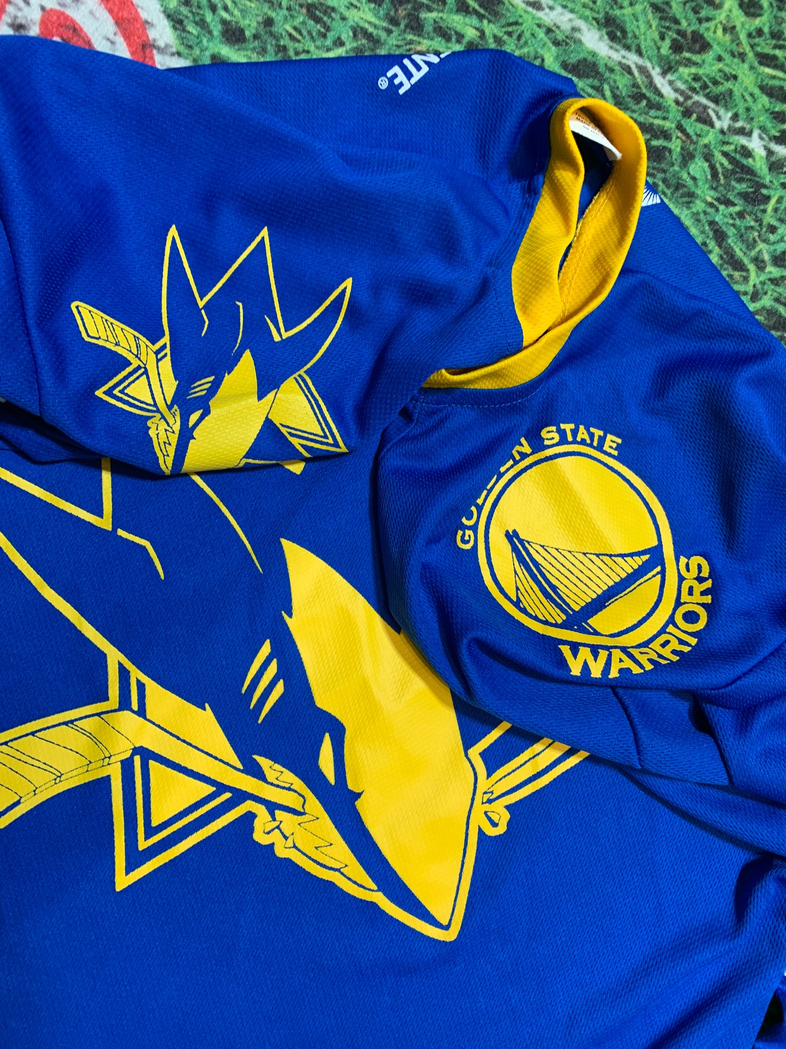 Shirts, San Jose Sharks Golden State Warriors Hockey Jersey Sz M Yellow  Blue Zoom Sga
