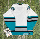 San Jose Sharks Mask Air Knit CCM NHL Hockey Jersey USA Vintage Sz L