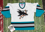 San Jose Sharks Mask Air Knit CCM NHL Hockey Jersey USA Vintage Sz L